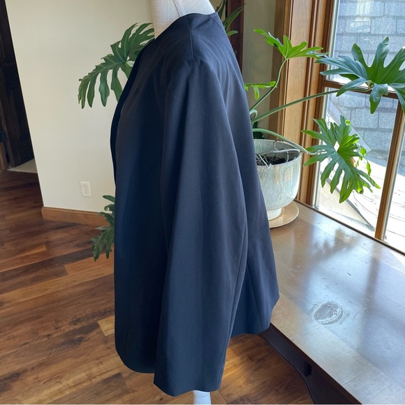 Tahari ASL Collarless Elegant Black Blazer Jacket Neutral Minimalist Office - Picture 2 of 12